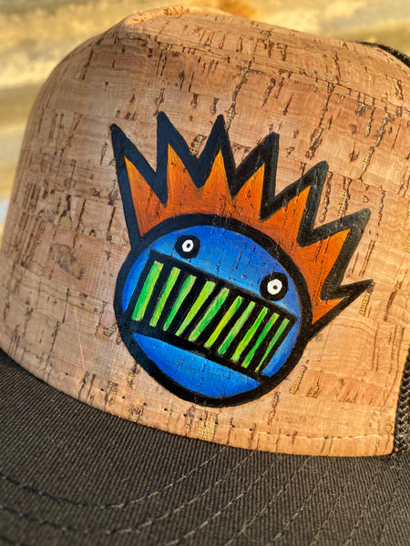 Blue Boognish Flat Brim Hat with Real Cork Front