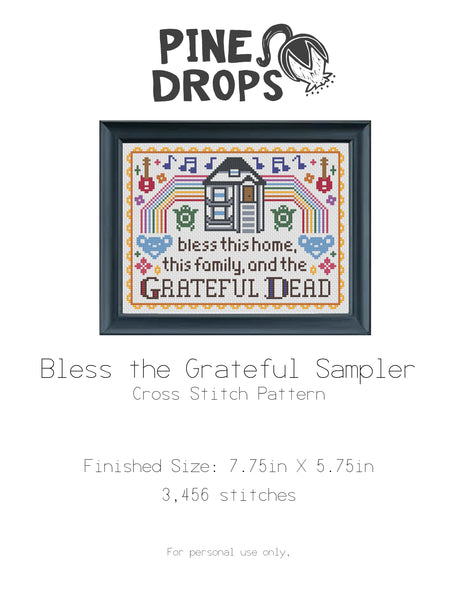 Bless The Grateful Dead Sampler Cross Stitch Pattern