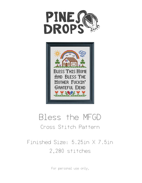 Bless the MF Grateful Dead Cross Stitch Pattern