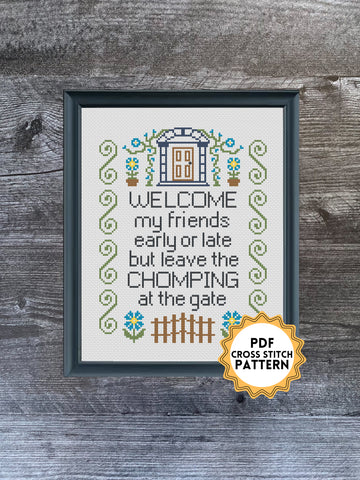 Chompers Not Welcome Cross Stitch Pattern
