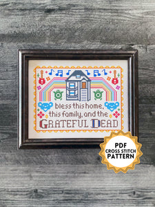 Bless The Grateful Dead Sampler Cross Stitch Pattern