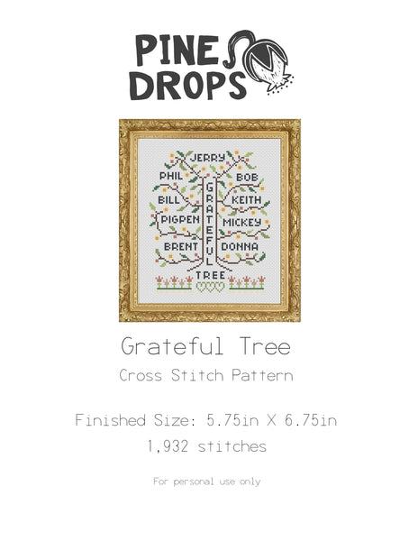 Grateful Tree Cross Stitch Pattern