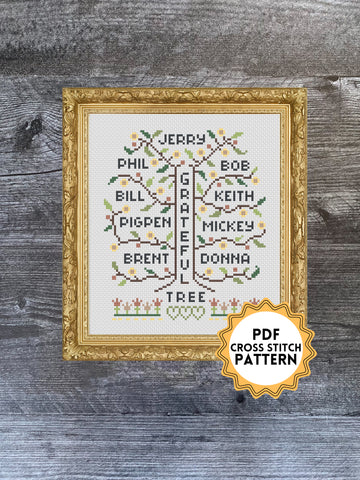 Grateful Tree Cross Stitch Pattern