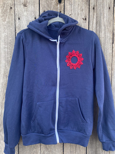 SMALL Upcycled Donut Doily Phish Zip Up Hoodie - 4 Donuts