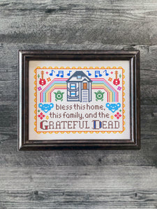 Sampler Style Bless The Grateful Dead Cross Stitch Art Print