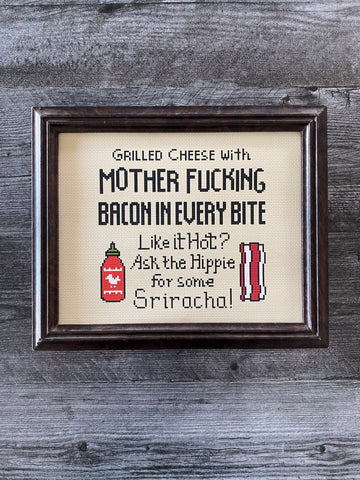 Bacon Grilled Cheese Cross Stitch Paper Art Print