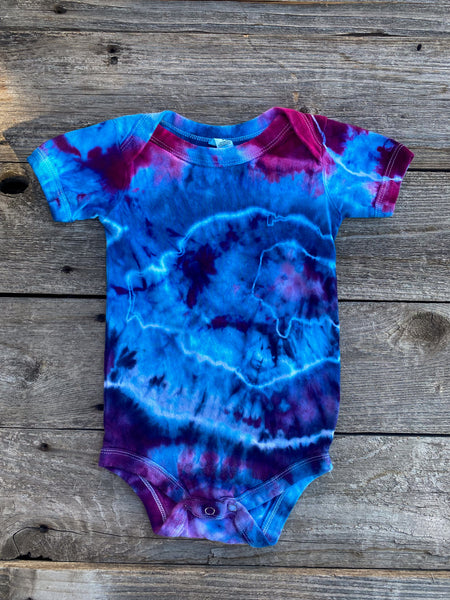 12-18 Month Blue Raspberry Tie Dye Baby Bodysuit Shirt