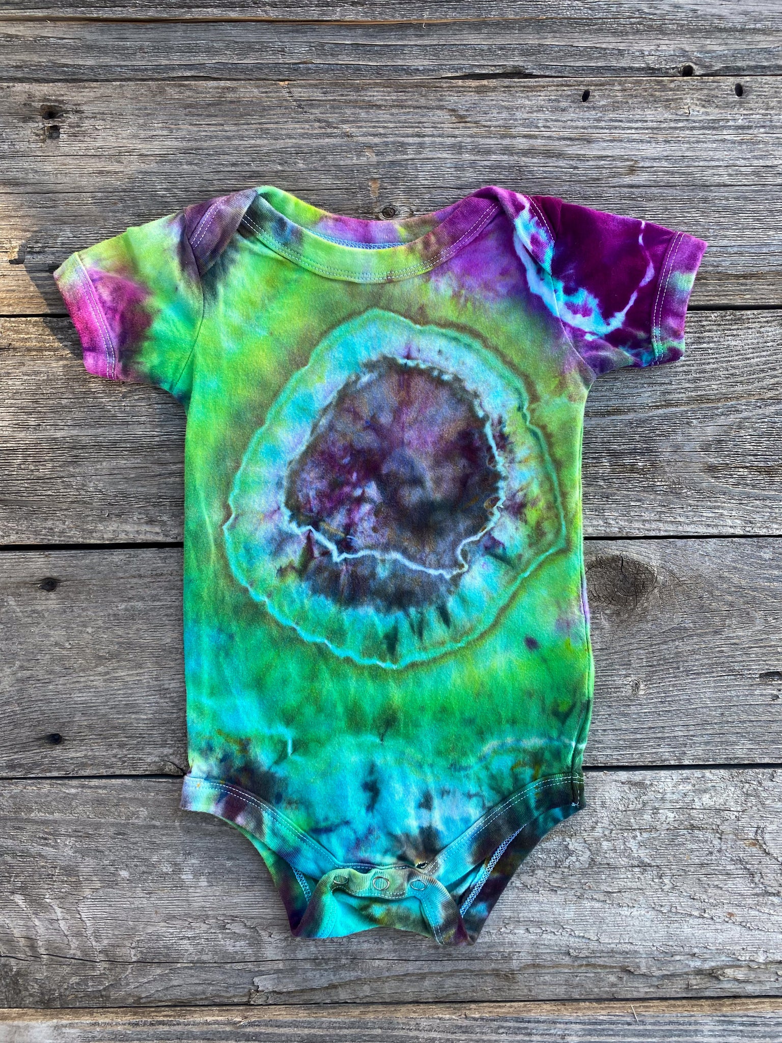 12-18 Month Electric Magenta Geode Tie Dye Baby Bodysuit Shirt