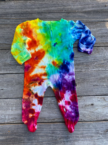 6-12 Month Zipper Tie Dye Baby Lounger Rainbow