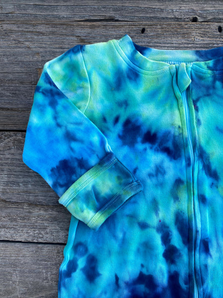3-6 Month Zipper Tie Dye Baby Lounger Seaglass Greens and Blues