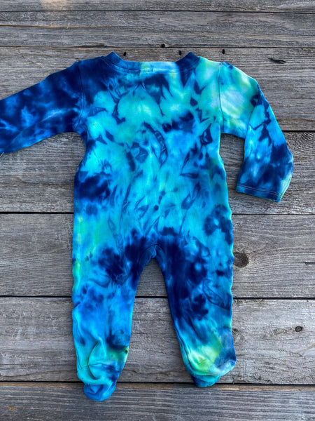 3-6 Month Zipper Tie Dye Baby Lounger Seaglass Greens and Blues