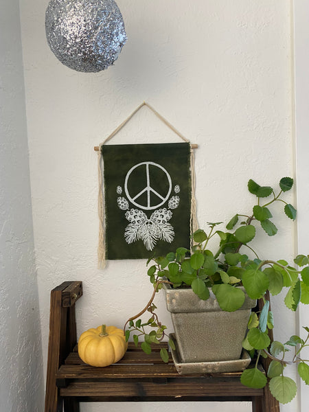 Pinecone Peace Sign Wall Hanging