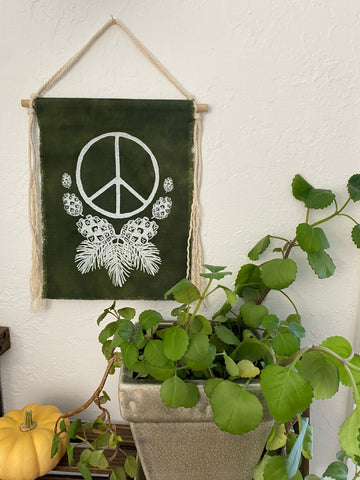 Pinecone Peace Sign Wall Hanging
