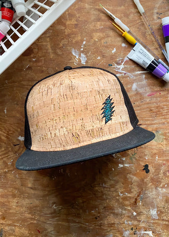Tiny 13 Point Sparkle Cork Front Flat Brim Hat