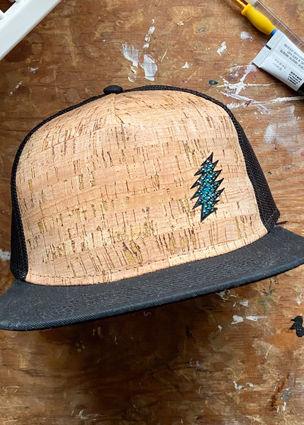 Tiny 13 Point Sparkle Cork Front Flat Brim Hat