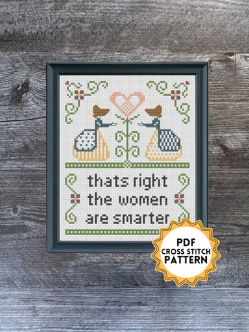 Women Smarter Cross Stitch Pattern