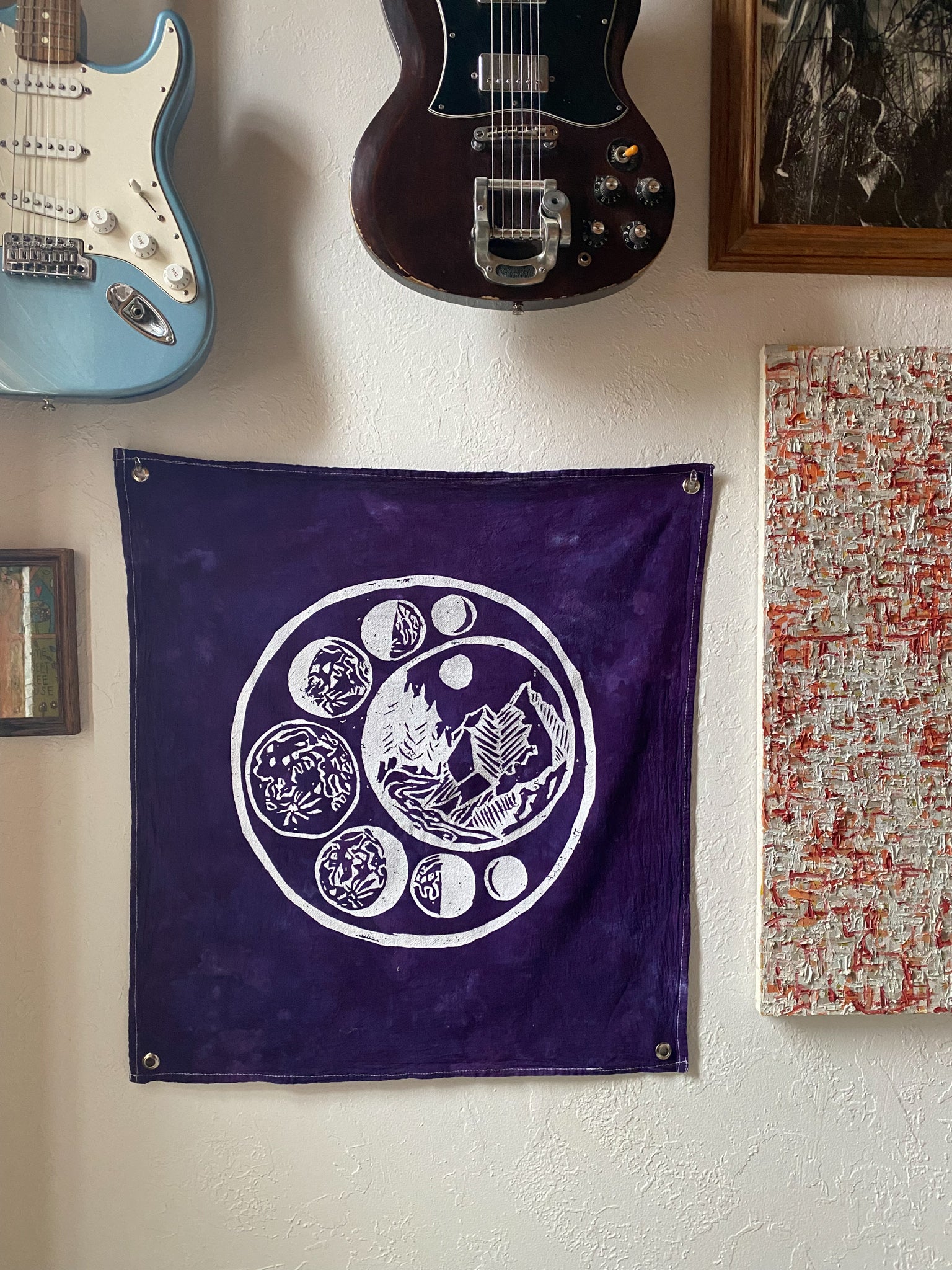Forest Moon Phase Wall Hanging in Nightshade Purple