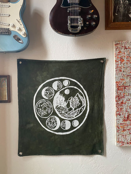 Forest Moon Phase Wall Hanging in Cedar Green