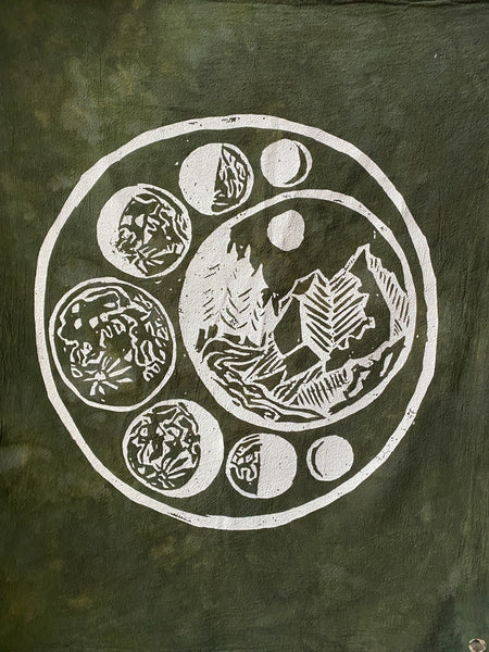 Forest Moon Phase Wall Hanging in Cedar Green