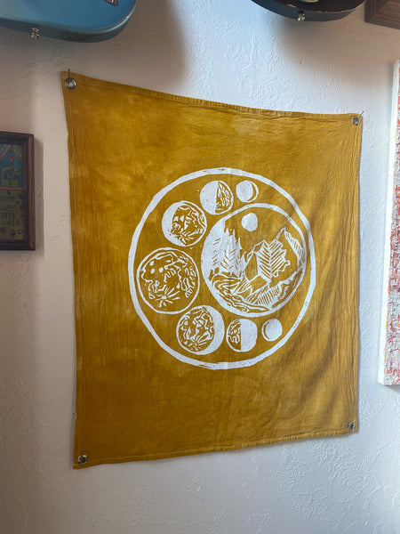 Forest Moon Phase Wall Hanging in Goldenrod Yellow