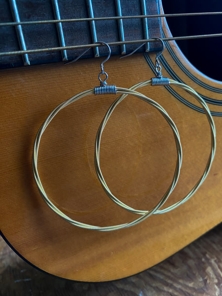 Jumbo Gold Guitar String Hoop Earrings