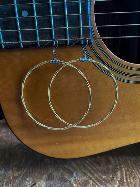 Jumbo Gold Guitar String Hoop Earrings